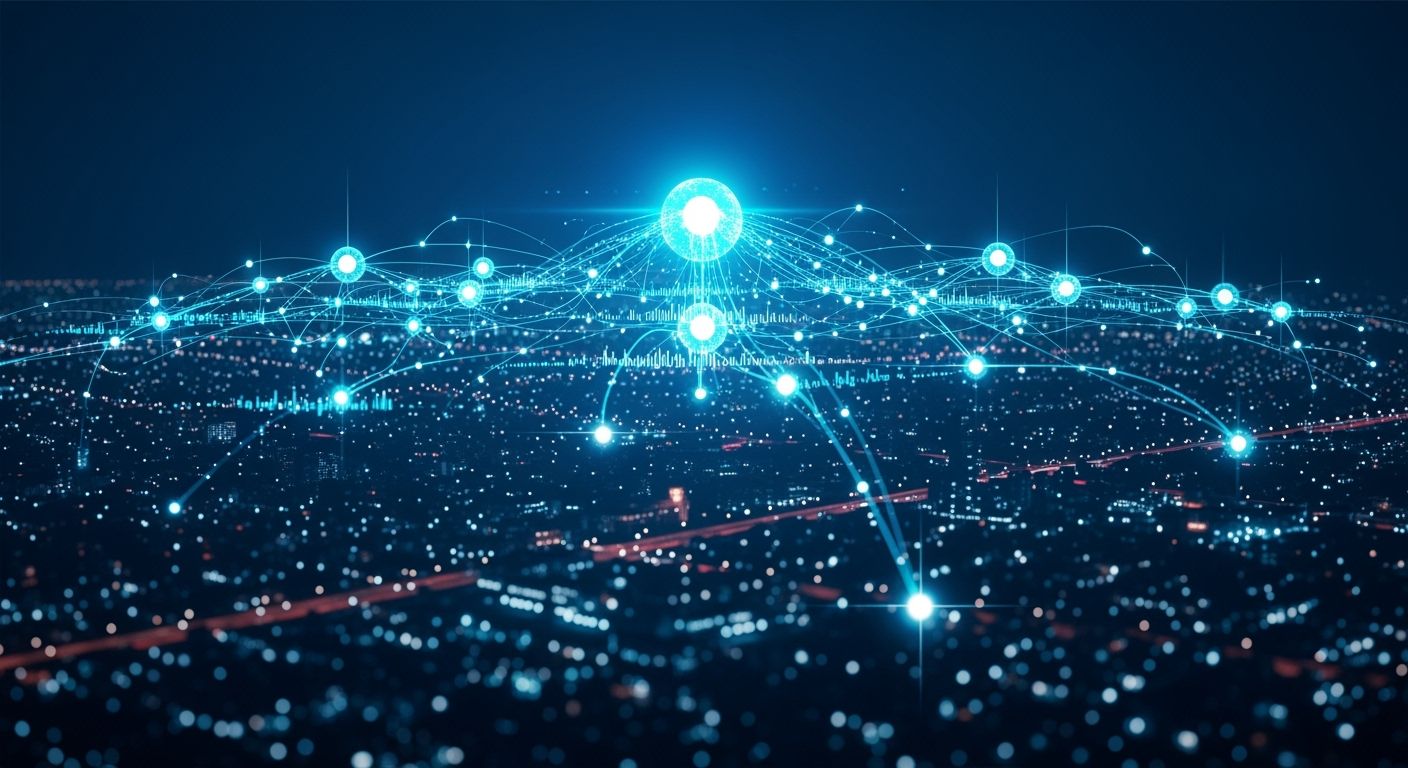 Ilustração da tecnologia sendo aplicada em um cenário de mobilidade urbana